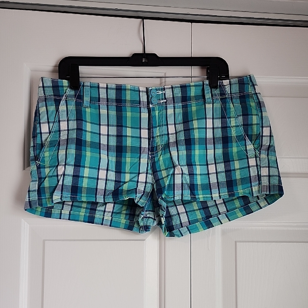 Aeropostale Blue and Green Shorts Plaid Design